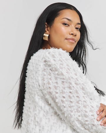 Ivory Textured Fluffy Blouse