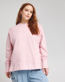 Simply Be Pink Exposed Seam Dip Back Sweatshirt