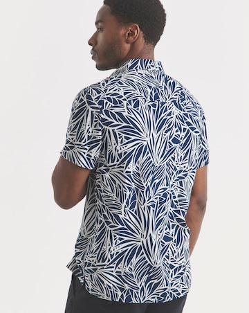 Short Sleeve Revere Collar Print Shirt