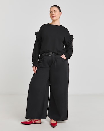 Simply Be Black Frill Detail Sweatshirt