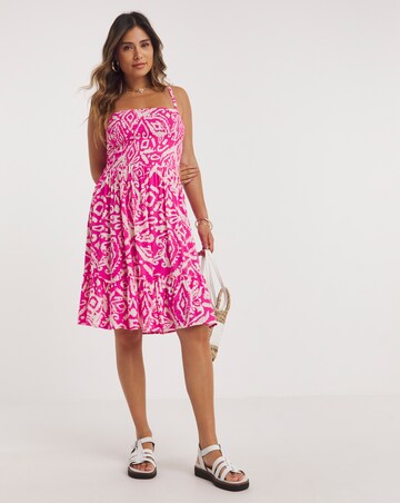 Shirred Bandeau Mini Beach Dress