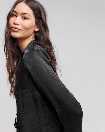 Simply Be Satin Tie Front Long Sleeve Shirt