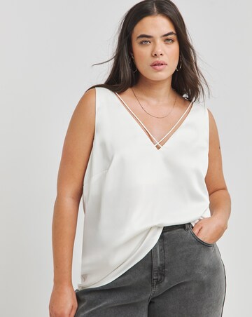 Ivory Sleeveless Criss Cross Satin Vest