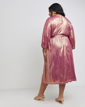 Lovedrobe Metallic Wrap Midi Dress