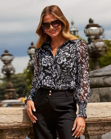 Sosandar Lurux Stripe Floral Blouse