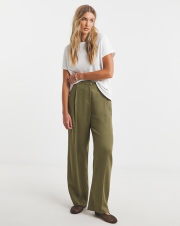 Simply Be Khaki Linen Blend Wide Leg Co-ord Trousers