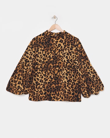 Animal Balloon Sleeve Blouse