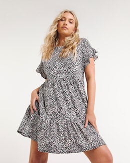 Ditsy Print Supersoft Frill Smock Dress