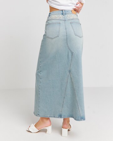 Vintage Wash Western Embroidered Maxi Skirt