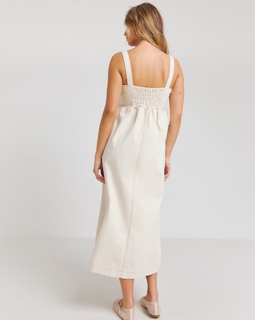 Ecru Midaxi Pocket Detail Apron Dress