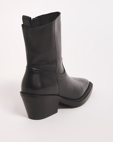 Rayla Leather Stretch Western Cowboy Ankle Boots - Extra Wide Fit (EEE)