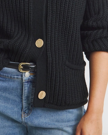 Black Chunky Knit Boxy Cardigan