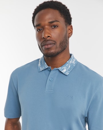 BOSS Short Sleeve Printed Collar Polo - Blue
