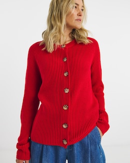 Red Raglan Long Sleeve Cardigan