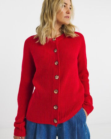 Red Raglan Long Sleeve Cardigan