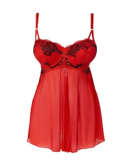 Figleaves Intense Open Babydoll - Red