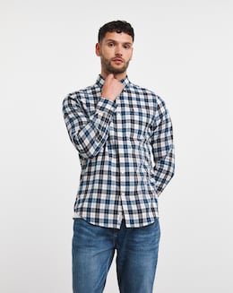 Original Penguin White And Blue Check Long Sleeve Shirt
