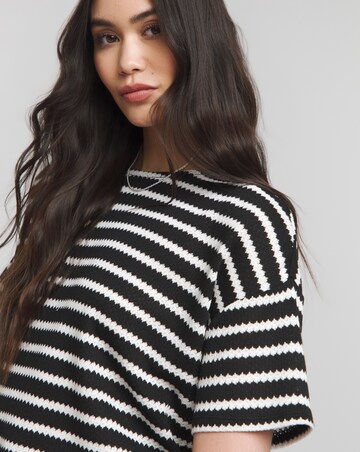 Black & White Crochet Look T-Shirt