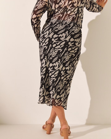 Tie Dye Mesh Overlay Midi Skirt