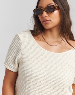 Ivory Scoop Back Frill Lace T-Shirt