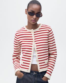 Mango Striped Knit Cardigan