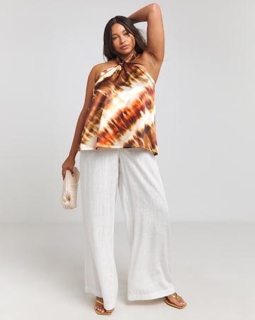 Simply Be Tie Dye Print Halterneck Satin Blouse