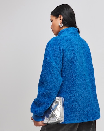 Cobalt Blue Teddy Jacket With Nylon Pocket