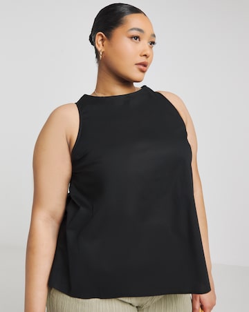 Simply Be Black Bow Back Poplin Top