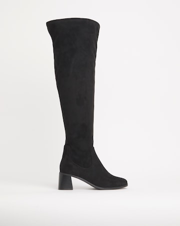 Walker Classic Block Heel Over Knee Stretch Boots - Wide Fit (E) & Curvy Calf