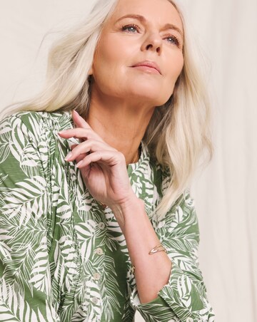 Julipa Button Front Pure Cotton Pintuck Top