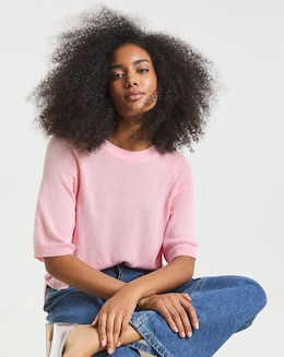 Simply Be Pink Half Sleeve Knitted Jumper