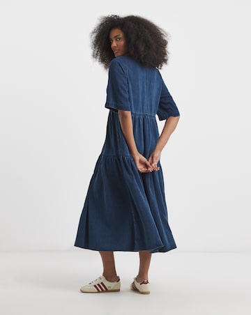 Simply Be Indigo Tiered Denim Smock Dress