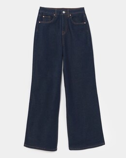 Indigo Contrast Stitch Wide Leg Jeans