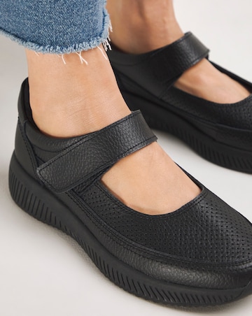 Rochelle Leather Bar Trainers Extra Wide EEE Fit