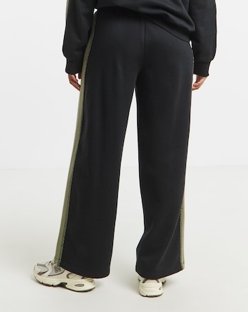 Black & Khaki Whipstitch Wide Leg Joggers