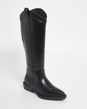 Zaida Western Cowboy Knee High Boots - Wide Fit (E) & Super Curvy Calf