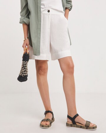 White Linen Bermuda Shorts