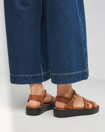 Tokyo Multi Buckle Hardware Detail Sandals - Wide Fit (E)