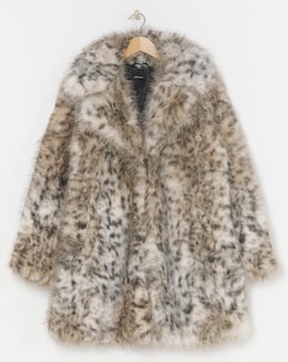 Short Leopard Faux Fur Coat