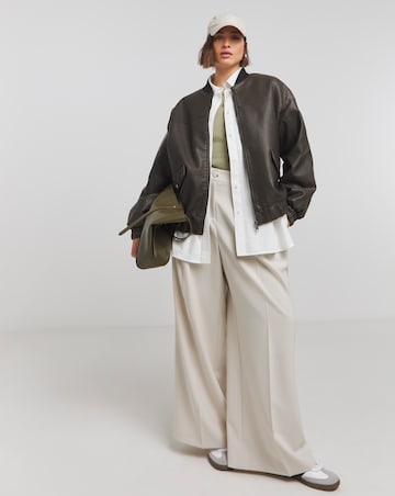 Black Worn Look PU Bomber