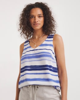 Blue Tie Dye V Neck Woven Vest