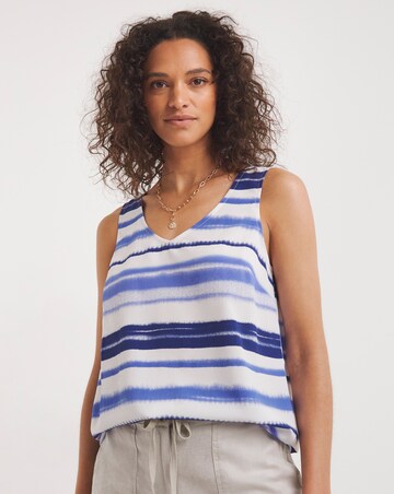 Blue Tie Dye V Neck Woven Vest