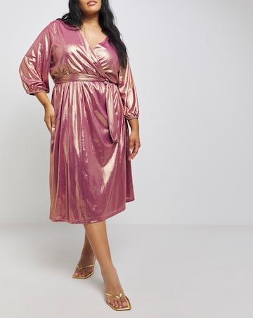 Lovedrobe Metallic Wrap Midi Dress