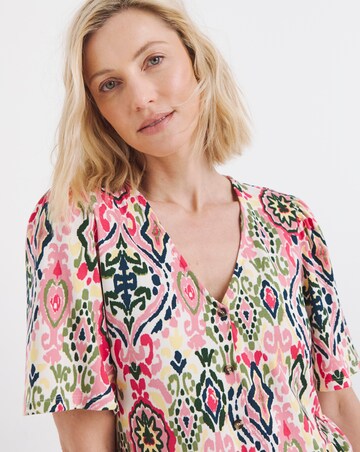 Aztec Print Angel Sleeve Longline Top