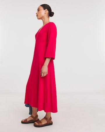 Puff Sleeve Jersey Midi Dress