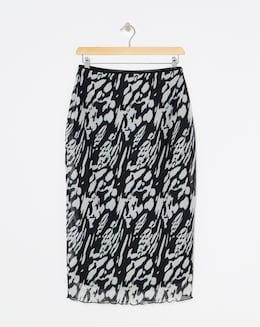 Tie Dye Mesh Overlay Midi Skirt