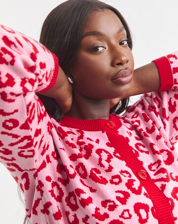 Simply Be Crew Neck Leopard Print Cardigan