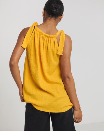 Simply Be Orange Textured Tie Shoulder Top