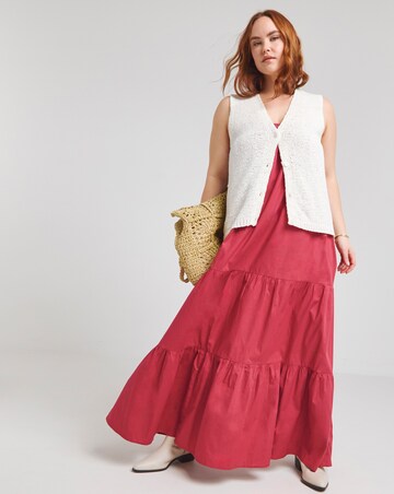 Native Youth Red Bandeau Tiered Maxi Dress