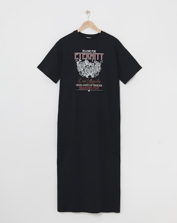 Black Rock Graphic Maxi T-Shirt Dress With Side Split
